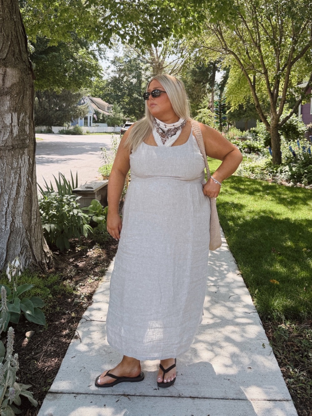 Quince Linen Maxi Tank Dress in Light Taupe